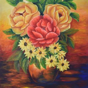 Flores amarillas y rojas painting